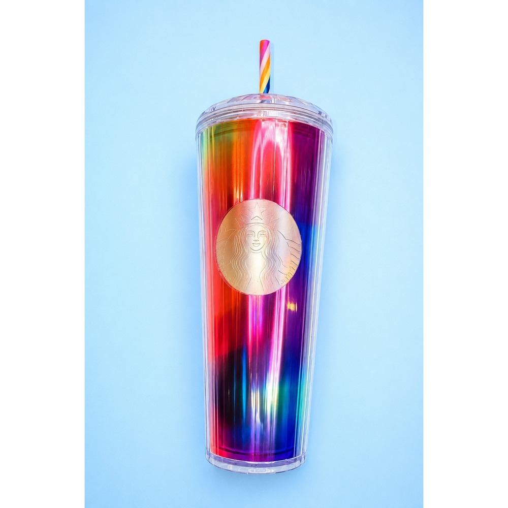 Starbucks Rainbow‎ Kaleidoscope Dome 24oz Cold Cup Tumbler 2021 Venti NEW -2301